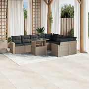 Loungeset 10-delig poly rattan lichtgrijs