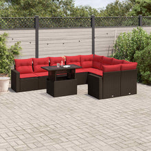 10-delige tuinbankset met kussens, bruin polyrotan