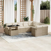 Loungeset 10-delig poly rattan beige