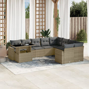 Loungeset 10-delig poly rattan beige