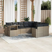 Loungeset 10-delig poly rattan lichtgrijs