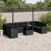 Loungeset 11-delig poly rattan zwart