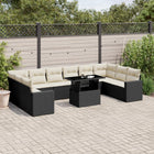 11-delige Loungeset met kussens poly rattan zwart