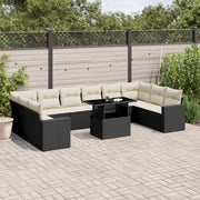 Loungeset 11-delig poly rattan zwart