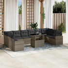 11-delige Loungeset met kussens poly rattan grijs