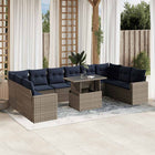 11-piece garden lounge set with cushions, grey poly rattan