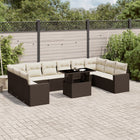 11-delige Loungeset met kussens poly rattan bruin