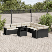Loungeset 11-delig poly rattan zwart