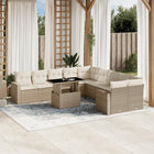 11-delige Tuinset met kussens poly rattan beige