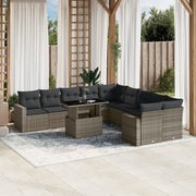 Loungeset 11-delig poly rattan grijs