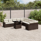 11-delige Loungeset met kussens poly rattan bruin