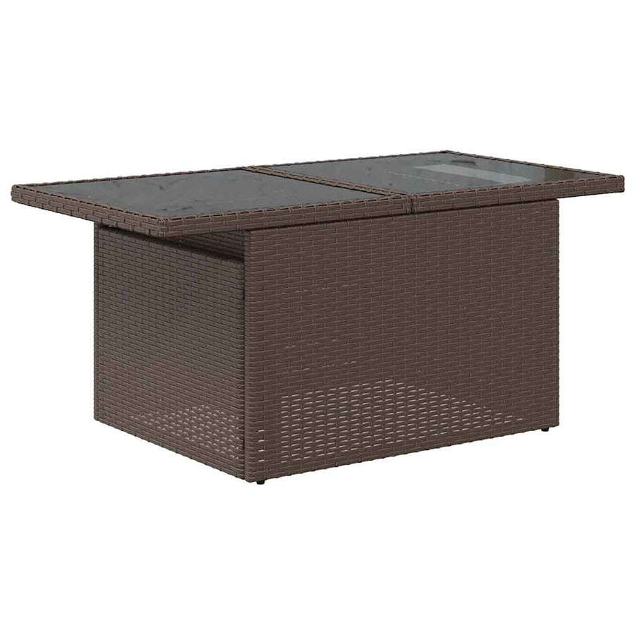 11-delige tuinbankset met kussens, bruin polyrotan