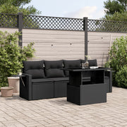 5-Piece Loungeset with Cushions Poly Rattan Black