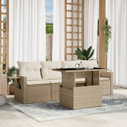 Loungeset 5-delig poly rattan beige
