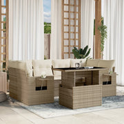 Loungeset 7-delig poly rattan beige