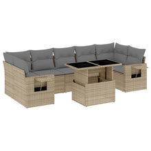 8-delige Loungeset met kussens poly rattan beige