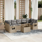 8-delige Loungeset met kussens poly rattan beige