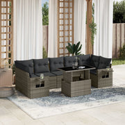 8-piece Lounge Set with Cushions Poly Rattan Grey
