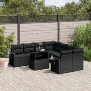 Loungeset 9-delig poly rattan zwart