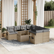 Loungeset 9-delig poly rattan beige