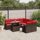 9-Piece Garden Sofa Set with Cushions, Brown Poly Rattan