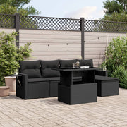 Loungeset 6-delig poly rattan zwart
