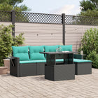 6-piece garden lounge set with cushions black poly rattan