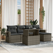 Loungeset 6-delig poly rattan grijs