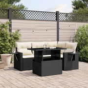 Loungeset 5-delig poly rattan zwart