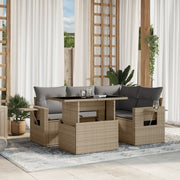 Loungeset 5-delig poly rattan beige