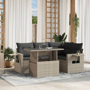 Loungeset 5-delig poly rattan lichtgrijs