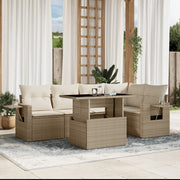 Loungeset 6-delig poly rattan beige