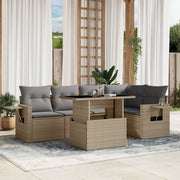 Loungeset 6-delig poly rattan beige