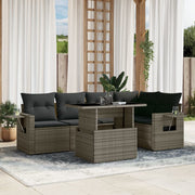Loungeset 6-delig poly rattan grijs