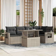 Loungeset 6-delig poly rattan lichtgrijs