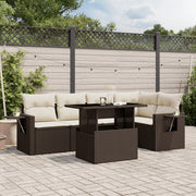 Loungeset 6-delig poly rattan bruin