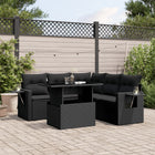 Loungeset 6-delig poly rattan zwart