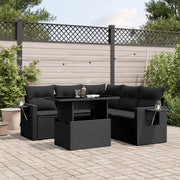 Loungeset 6-delig poly rattan zwart