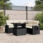 6-piece Lounge Set with Cushions Poly Rattan Black