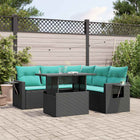 6-piece garden lounge set with cushions black poly rattan