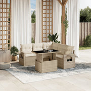 Loungeset 6-delig poly rattan beige