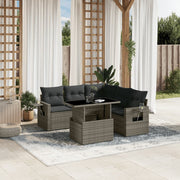 Loungeset 6-delig poly rattan grijs