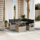 6-piece Lounge Set with cushions poly rattan light grey