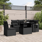 6-piece Lounge Set with Cushions Poly Rattan Black