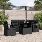 Loungeset 6-delig poly rattan zwart