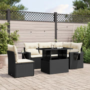 Loungeset 6-delig poly rattan zwart