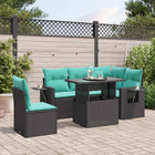 6-piece garden lounge set with cushions black poly rattan
