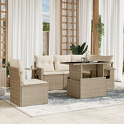 Loungeset poly rattan beige 6-delig