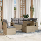 Loungeset 6-delig poly rattan beige