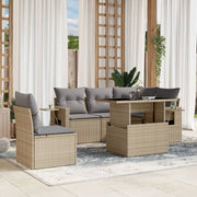 Loungeset 6-delig poly rattan beige